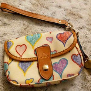 Vintage Dooney & Bourke Scribbled Hearts Clutch